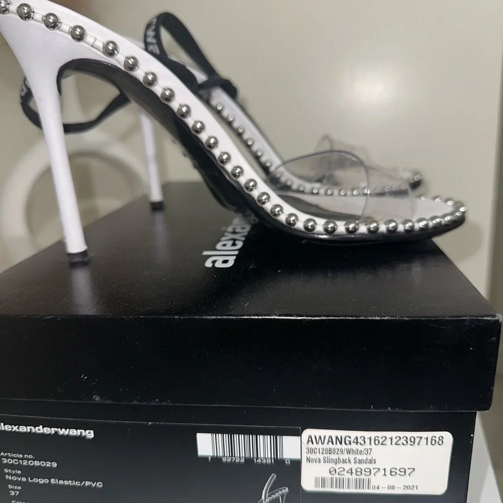 Alexander Wang White and Silver Studded Heels - Picture 2 of 4